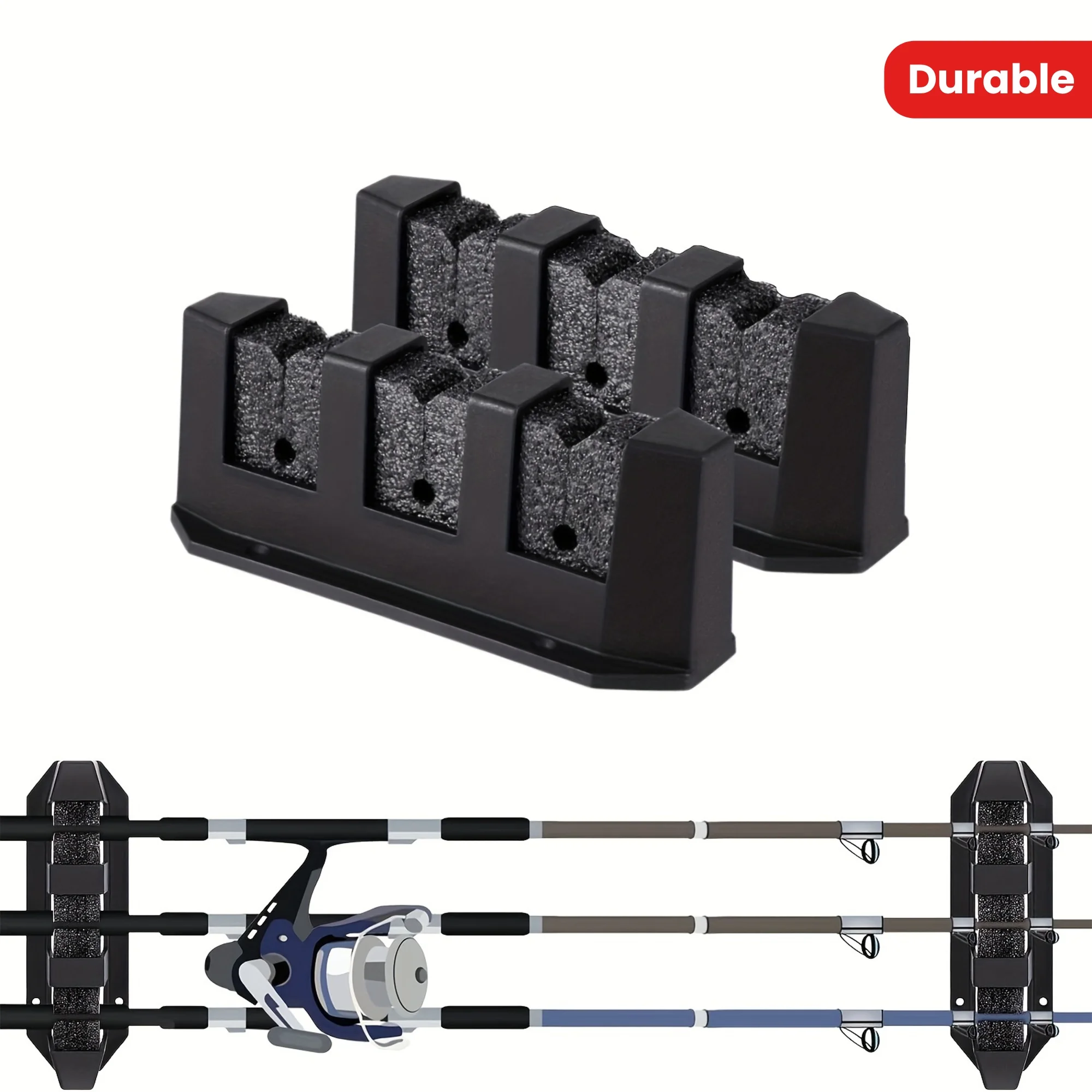 Fishing Rod Rack - 2pcs Fishing Rod Holders 3-Rod Rack