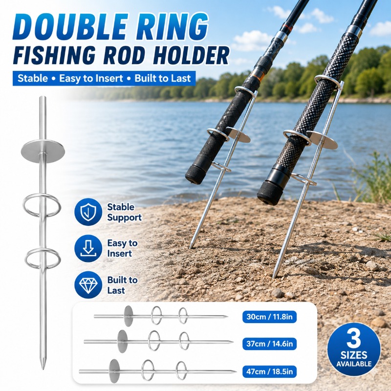 Fishing Rod Rack - Double Ring Fishing Rod Holder Ground
