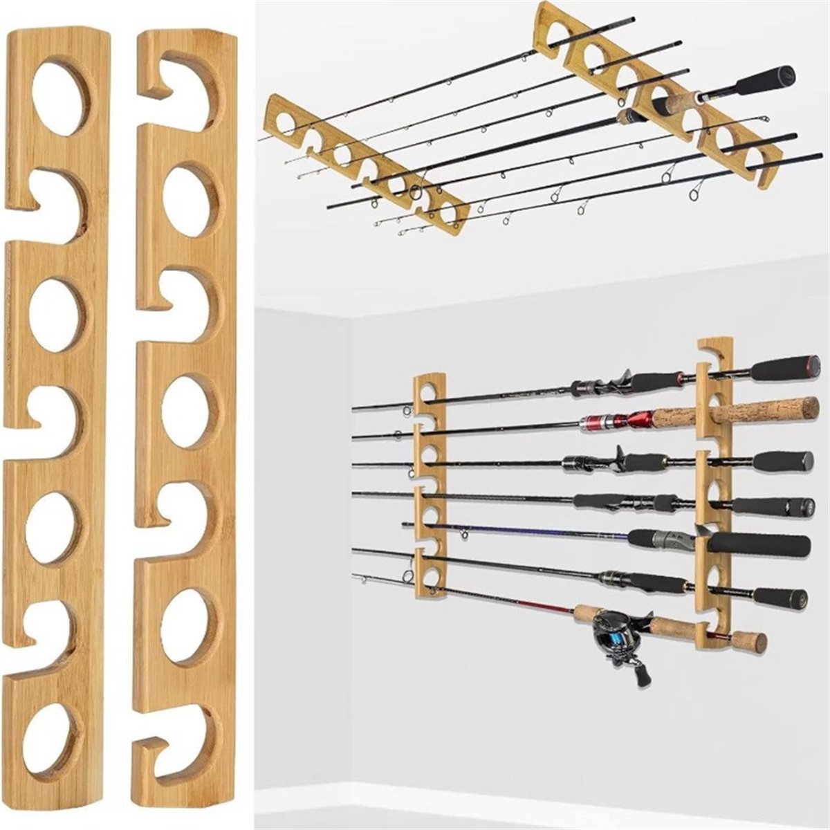 New arrival  Wooden Wall-Mount - đánh giá và giá Fishing Rod Rack